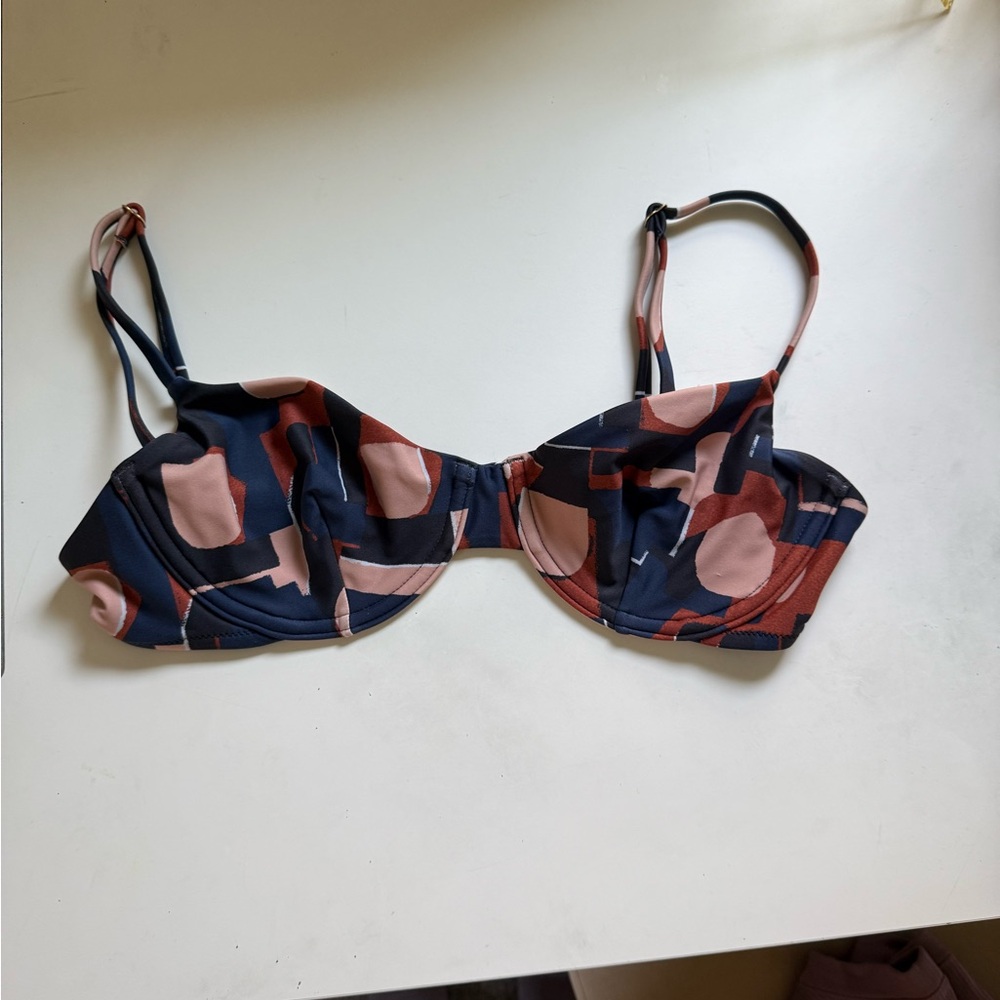 Madewell Blue and Pink Underwire Bra with Adjustable Straps